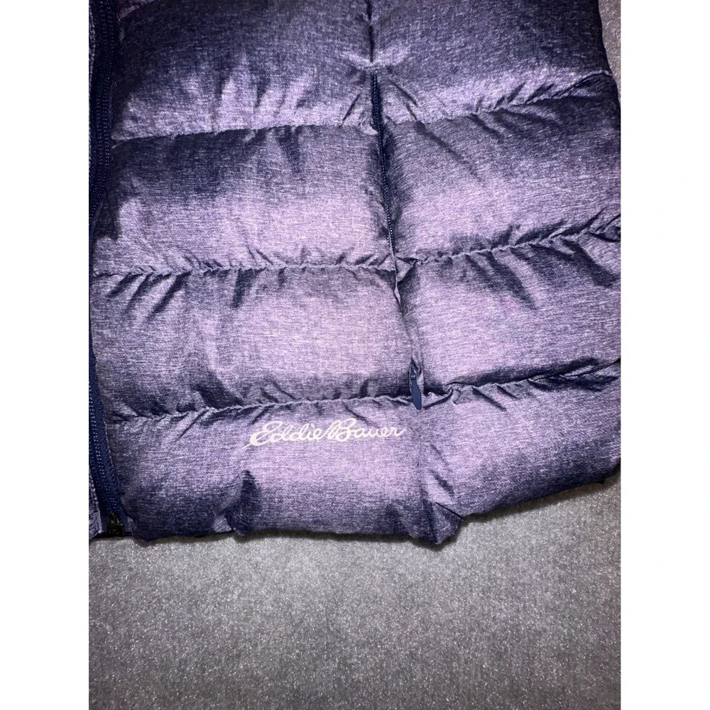 Eddie Bauer Mens Hooded Puffer Vest Heathered Gray Quilted Zip Sleeveless xs